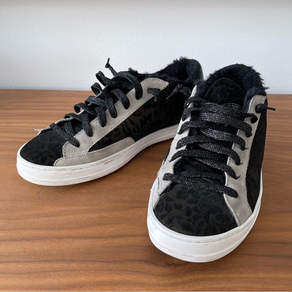 Gently used P448 faux fur lined sneakers. Made in Italy size 39